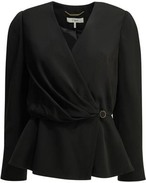 Chloé Casual Draped Top - Black