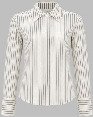 Co. Silk Striped Button-Up Shirt - White
