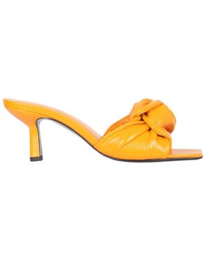 BY FAR Leather Sandals With Twisted Knot Detail - Metallic