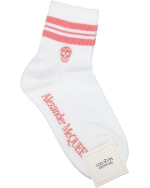 McQueen Women 's Chaussettes et chaussettes en coton blanc / œillet - Rose