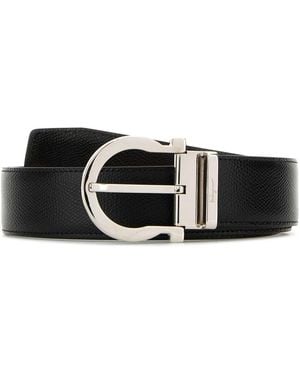 Ferragamo Textured Buckle Belt - White