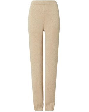 Tory Burch Melange Oatmeal Wool Trousers - Natural