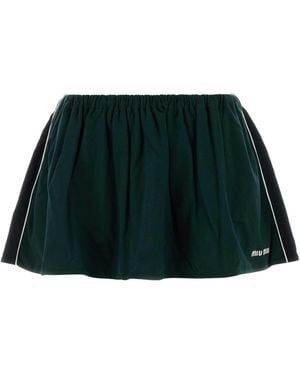 Miu Miu Bottle Cotton Mini Skirt - Green