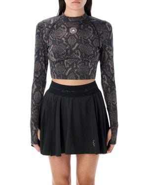 adidas By Stella McCartney Langarmshirt mit Schlangen-Print - Schwarz