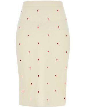 Bottega Veneta Embroidered Cotton Blend Skirt - Natural