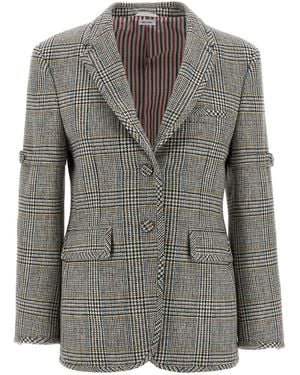 Thom Browne Prince Of Wales Blazer - Gray