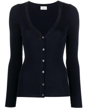 P.A.R.O.S.H. Cárdigan de punto acanalado con cuello en V - Azul