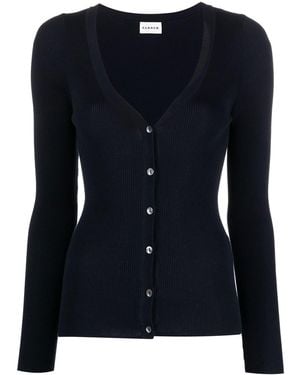 P.A.R.O.S.H. Ribbed Knit V Neck Cardigan - Blue