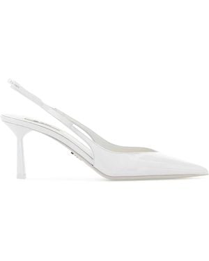 Prada White Leather Court Shoes
