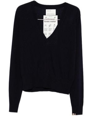 Extreme Cashmere V-Neck Striped Cuffs - Blue
