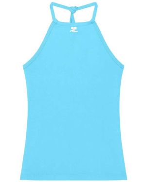 Courreges Neckholder-Top Mit Logo - Blau