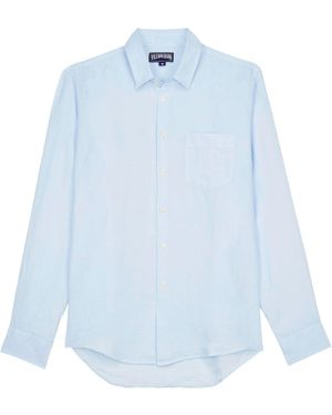 Vilebrequin Plain Linen Shirt With Chest Pocket - Blue