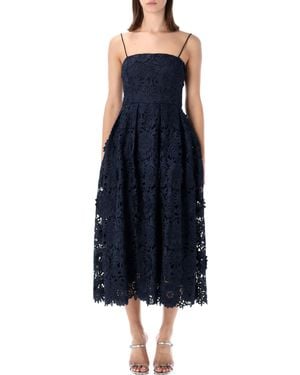 ROTATE BIRGER CHRISTENSEN Flared 3D Lace Midi Dress - Blau