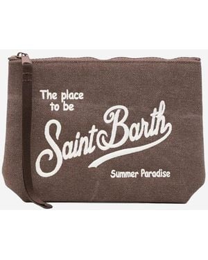 MC2 Saint Barth Aline Clutch Bag With Logo - Brown