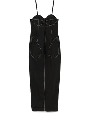 FEDERICO CINA Long Pinces Dress - Black