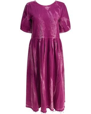 Ganni Denim Midi Dress With Open Back - Purple