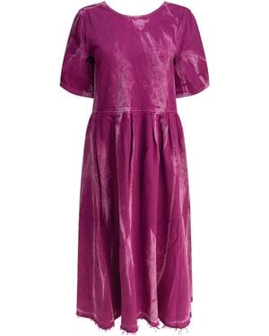 Ganni Denim Midi Dress With Open Back - Purple