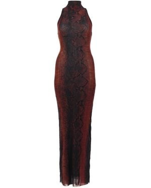 Jean Paul Gaultier Animal Print Halter Neck Maxi Dress - Purple