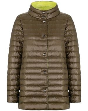 Herno Ultralight Reversible A Line Down Coat - Green
