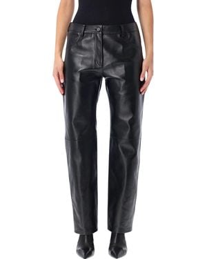 Magda Butrym Leather Straight-Leg Leather Trousers - Black