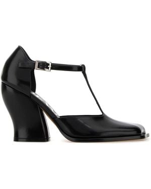 Loewe Leather T-Bar Court Shoes - Black