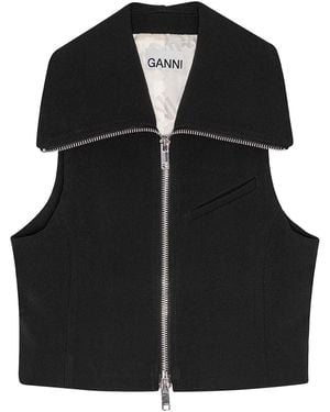 Ganni Zipped Vest - Black