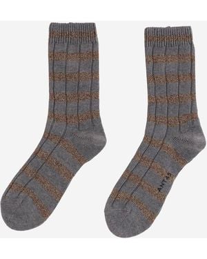 ANT45 Stretch Cotton Blend Socks With A Striped Pattern - Gray