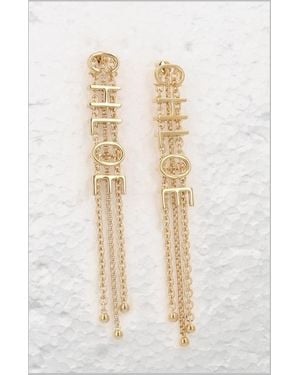 Chloé Drop Earrings Logo Brass - White