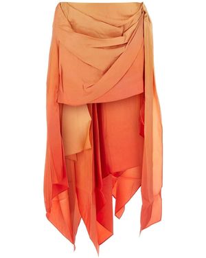 Zimmermann Tranquillity Gradient Silk High-Low Mini Skirt - Orange