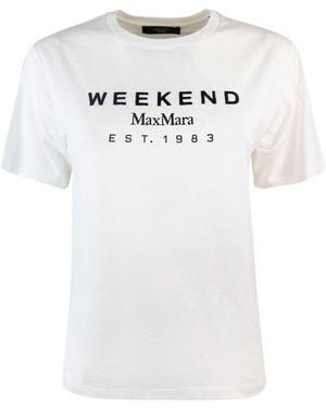 Weekend by Maxmara T -shirt Bianca In Jersey Con Stampa Logo - Wit