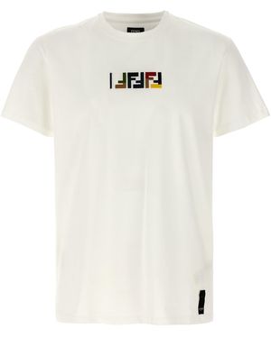 Fendi Triple Ff T Shirt Bianco-Uomo