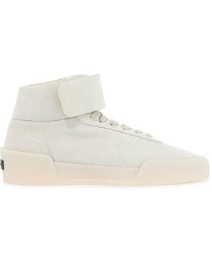 Courreges Suede Calf Leather Low Lace-Up Sneakers With Triomphe-Uomo - Bianco