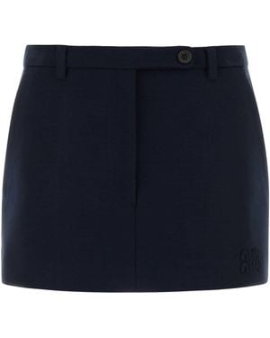 Miu Miu Stretch Jersey Mini Skirt - Blue