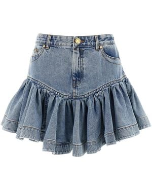 Zimmermann Denim Frill Mini Gonne Blu-Donna
