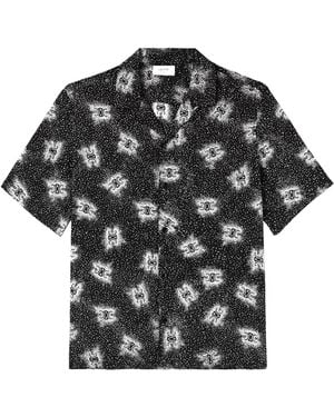 Celine Logo Print Polka Dot Seidenhemd - Schwarz