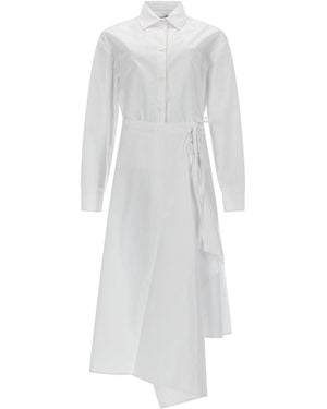 MSGM Shirt Collar Midi Dress - White