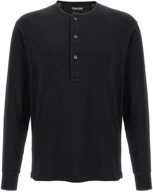 Tom Ford Ribbed Cotton T-Shirt - Schwarz