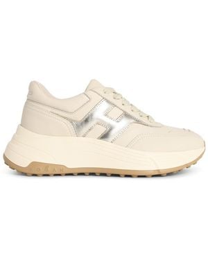 Hogan 'Hi-Fi' Ivory Leather Trainers - Natural