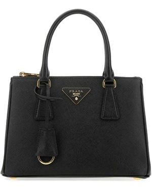 Prada Leather Mini Galleria Handbag - Black