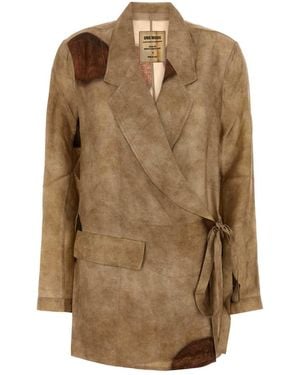 Uma Wang Printed Twill Khloe Blazer - Brown
