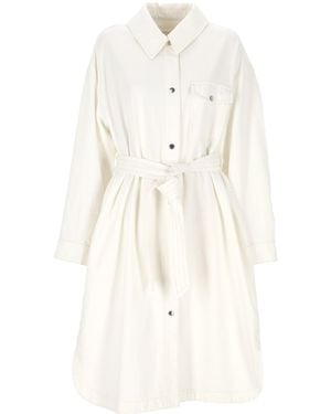 Yves Salomon Camicia Bianca Con Tasche E Cintura - Bianco