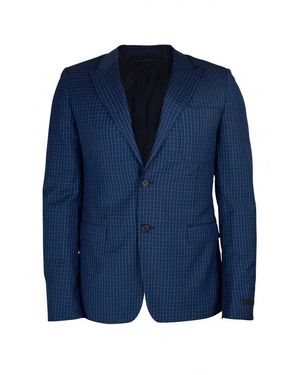 Prada Checkered Wool-Mohair Jacket - Blue