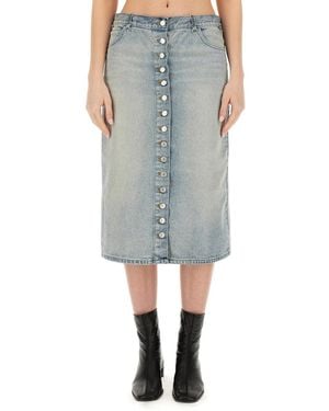 Courreges Chic Cotton Midi Skirt For - Blue