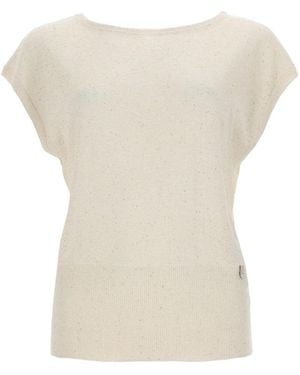 Herno Sequined T-Shirt Cotton Blend T-Shirts - White