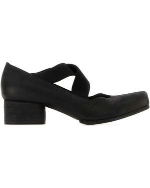 Uma Wang Black Leather Court Shoes