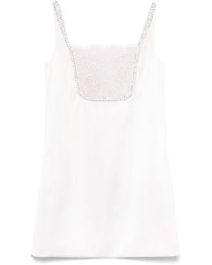 Self-Portrait Pink Satin Bow Mini Kleid - Weiß