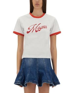 MSGM Logo Crew Neck T-Shirt - White