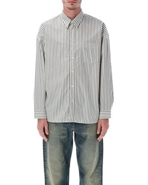 sunflower Stable Striped Cotton Poplin Shirt - Grey