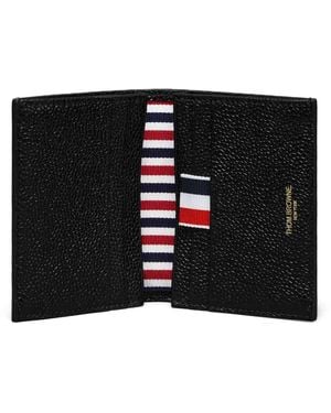 Thom Browne Double Card Holder W/ Goose Half Drop Embroidery - Black