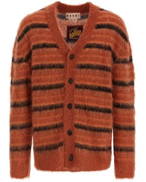 Marni Brushed Striped Cardigan - Brown